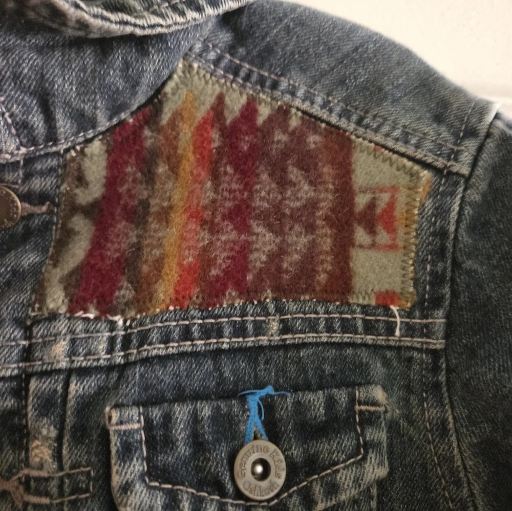 Upcycled Pendleton Scraps OshKosh B'gosh Kids' Dark Blue Denim Jacket 4T Western